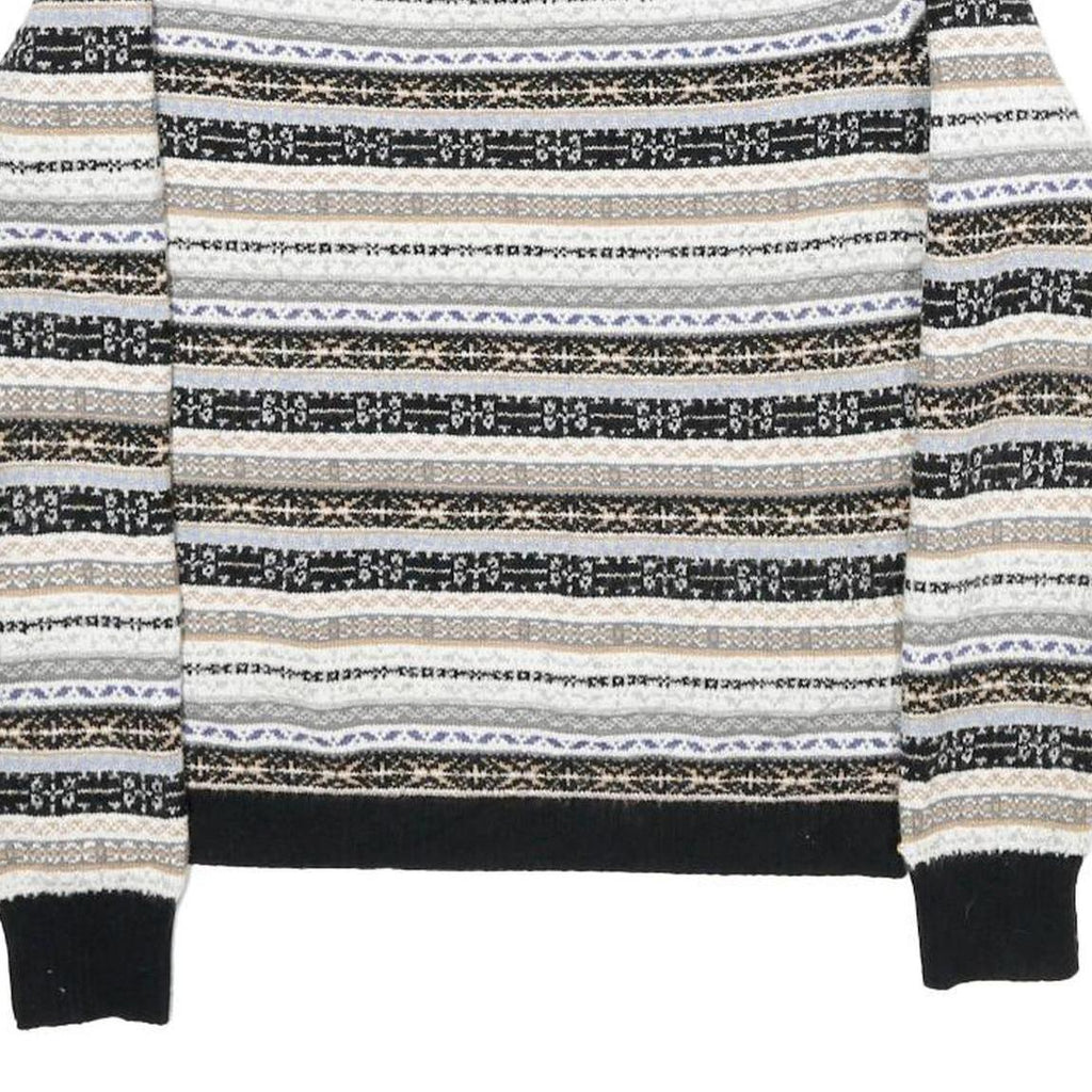 TOMMY HILFIGER Womens Black Beige Patterned Round Neck Basic Knit Jumper M