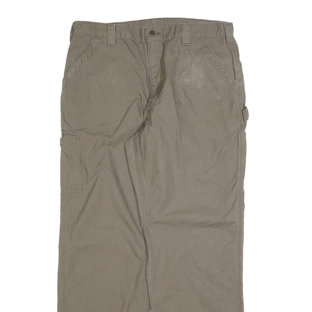CARHARTT Mens Cotton Blend Beige Relaxed Straight Trousers W38 L34 Workwear Zip