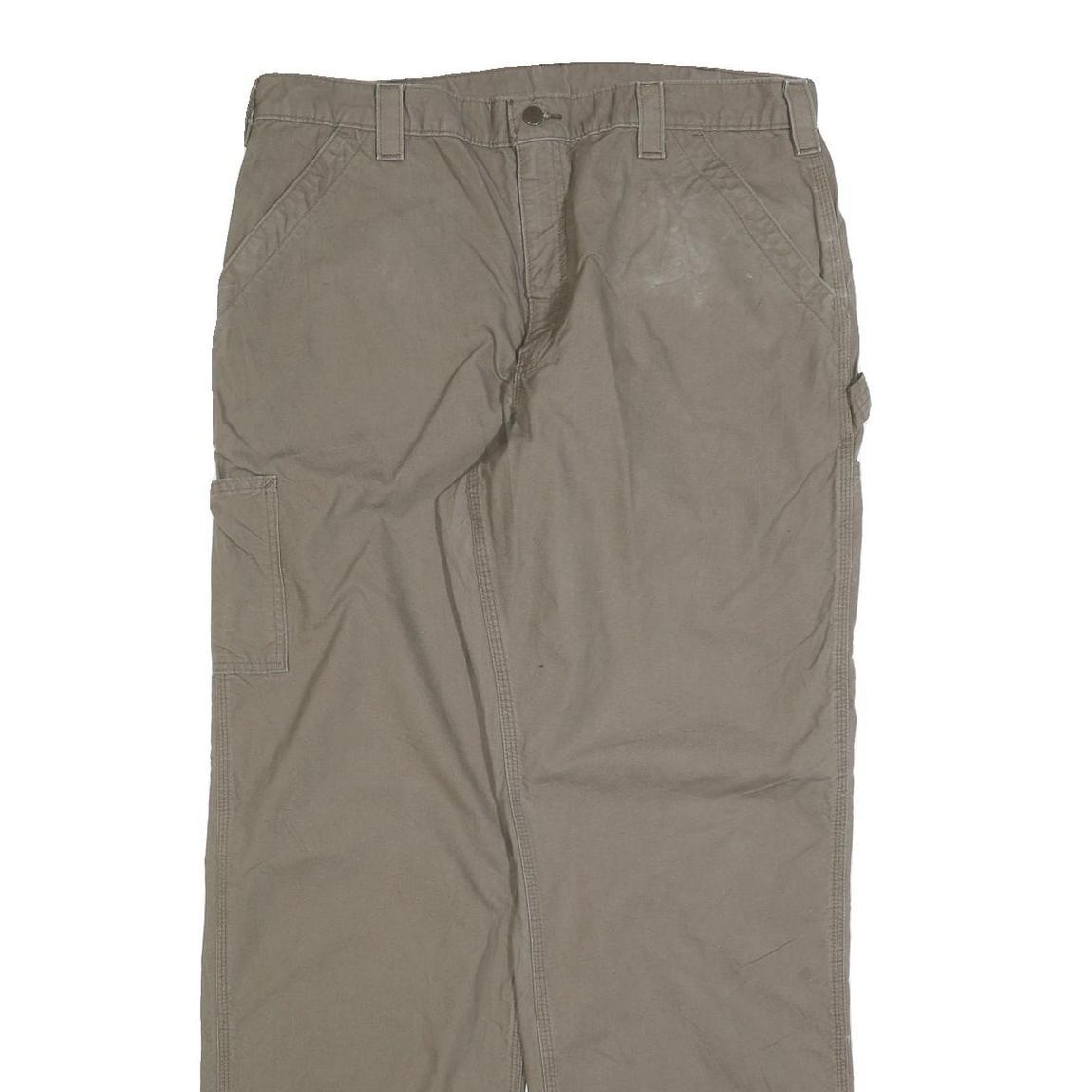 CARHARTT Mens Cotton Blend Beige Relaxed Straight Trousers W38 L34 Workwear Zip