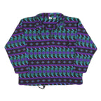 FIRST RUN Womens Purple Blue Patterned Polyester Pullover Jumper Printed L