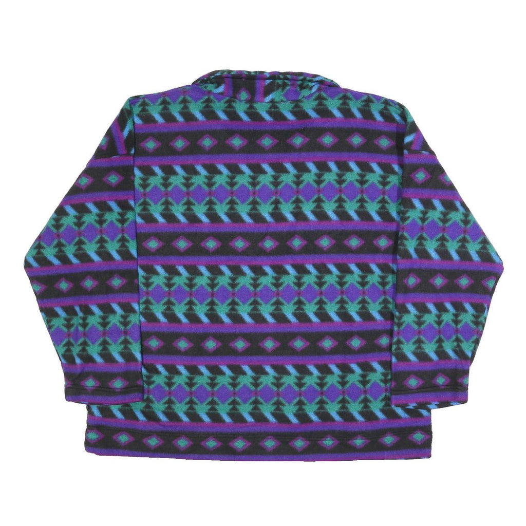 FIRST RUN Womens Purple Blue Patterned Polyester Pullover Jumper Printed L