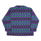 FIRST RUN Womens Purple Blue Patterned Polyester Pullover Jumper Printed L