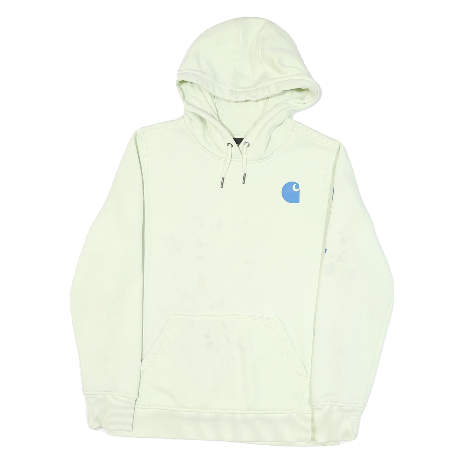 CARHARTT Mens White Hoodie M Cotton Blend Pullover Logo Print Casual