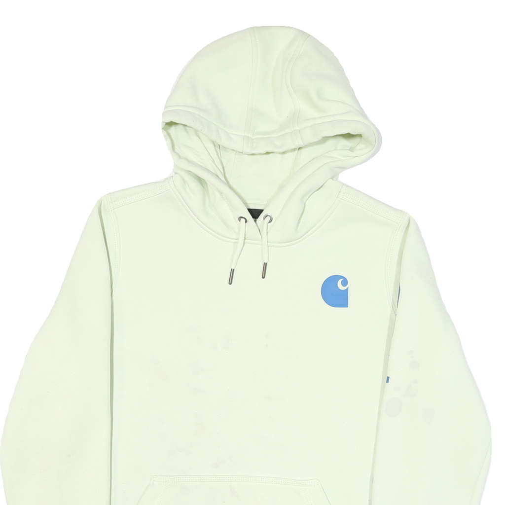 CARHARTT Mens White Hoodie M Cotton Blend Pullover Logo Print Casual