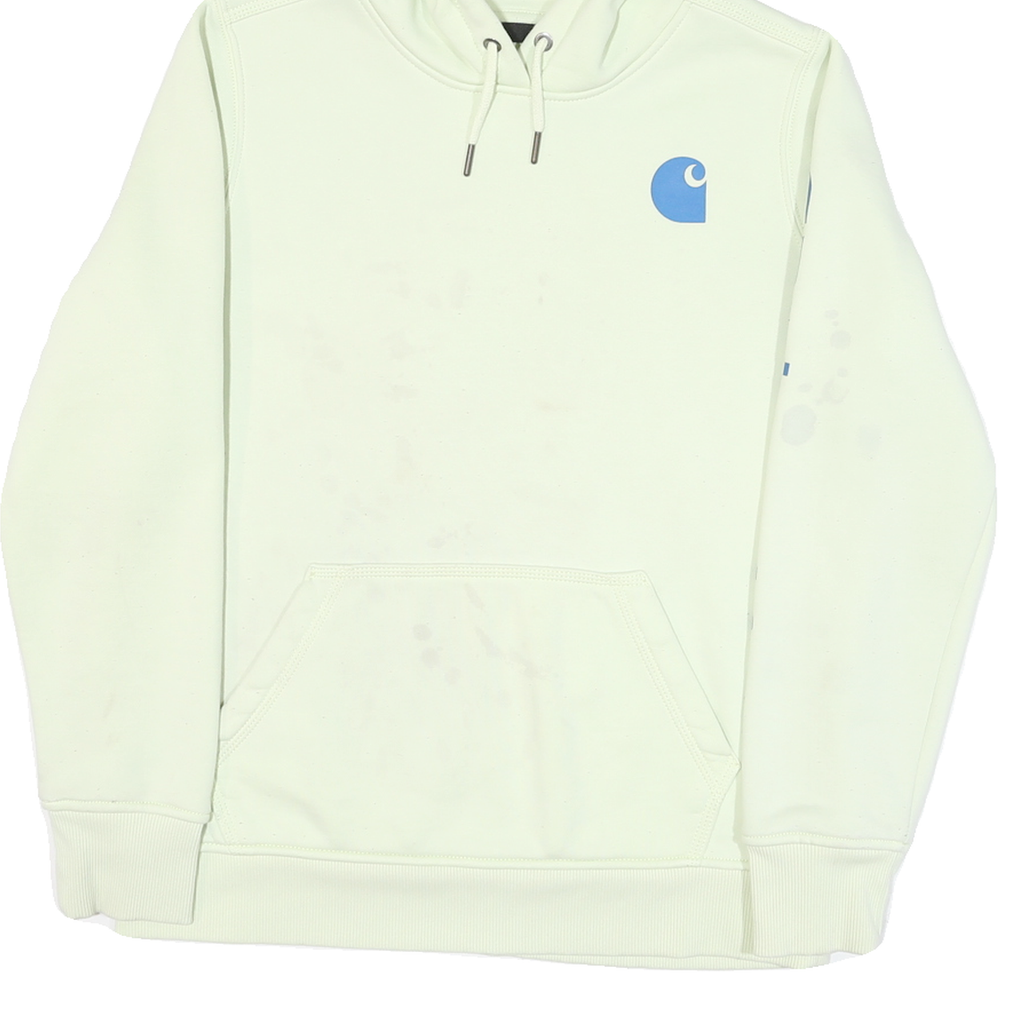 CARHARTT Mens White Hoodie M Cotton Blend Pullover Logo Print Casual