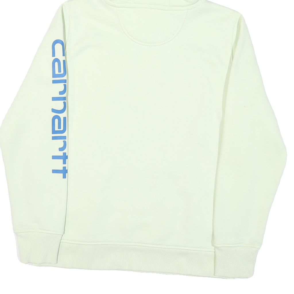 CARHARTT Mens White Hoodie M Cotton Blend Pullover Logo Print Casual