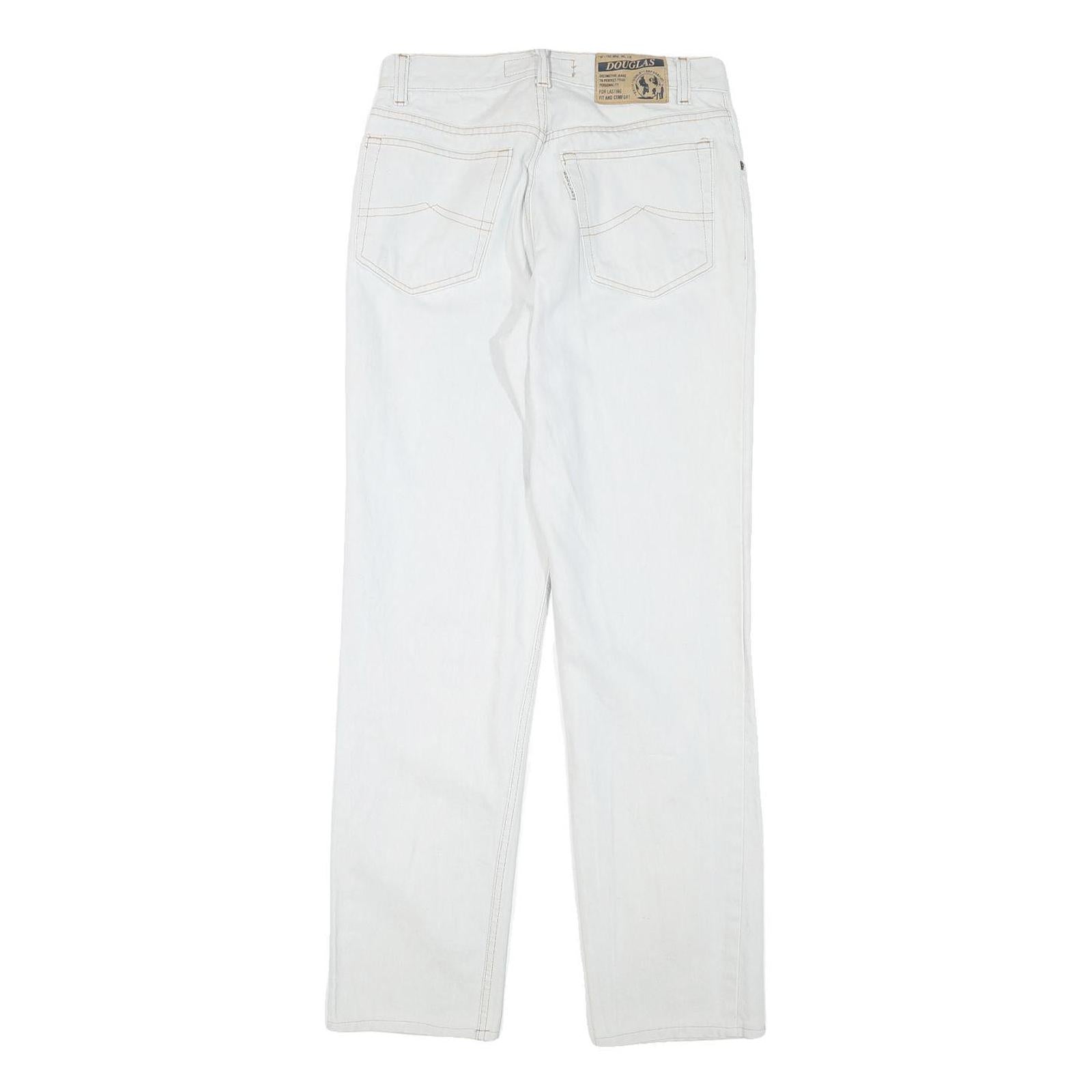 DOUGLAS Mens White Cotton Blend Regular Fit Straight Denim Jeans W27 L30