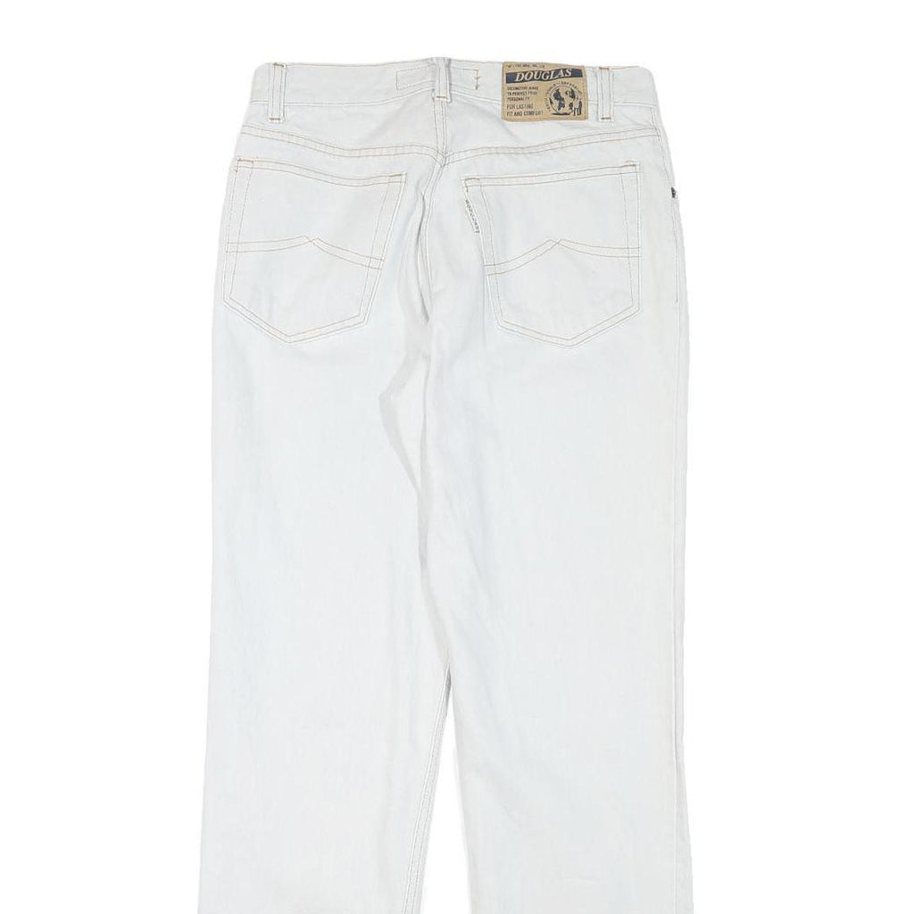 DOUGLAS Mens White Cotton Blend Regular Fit Straight Denim Jeans W27 L30