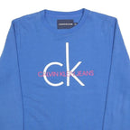 CALVIN KLEIN JEANS Mens Blue Crew Neck M Sweatshirt Cotton Blend Pullover