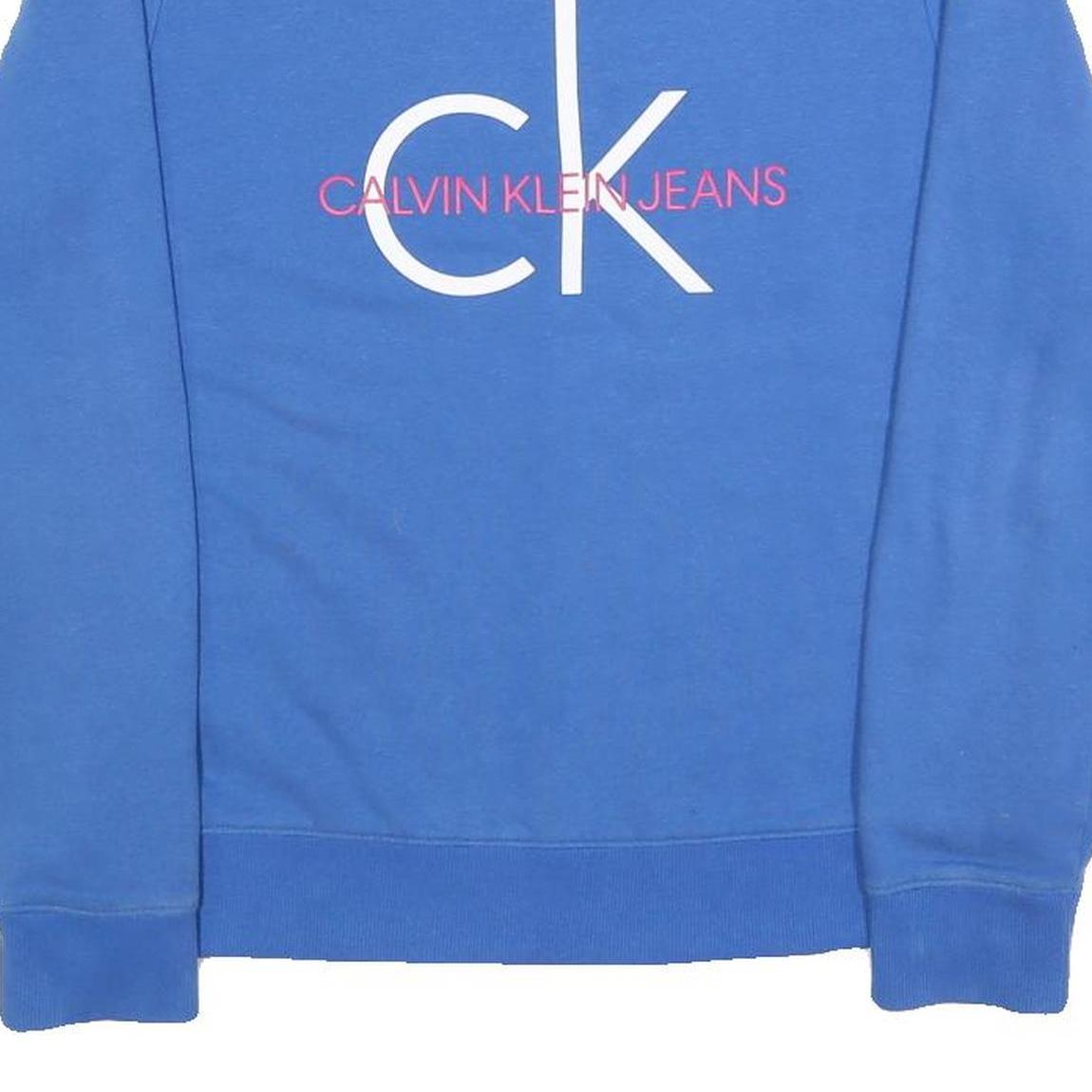CALVIN KLEIN JEANS Mens Blue Crew Neck M Sweatshirt Cotton Blend Pullover