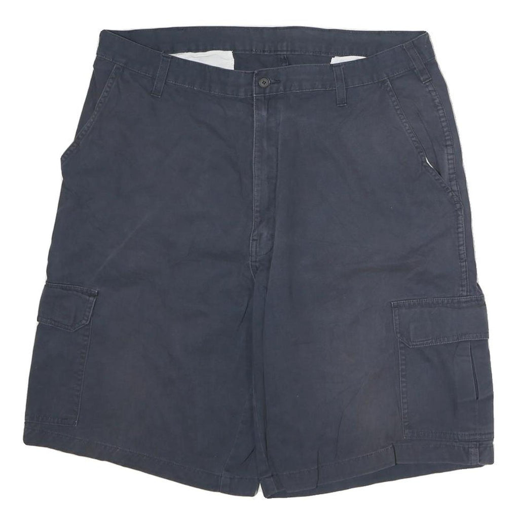 Navy Mens Cargo Cotton Shorts L W36 Pocket Button Casual Workwear