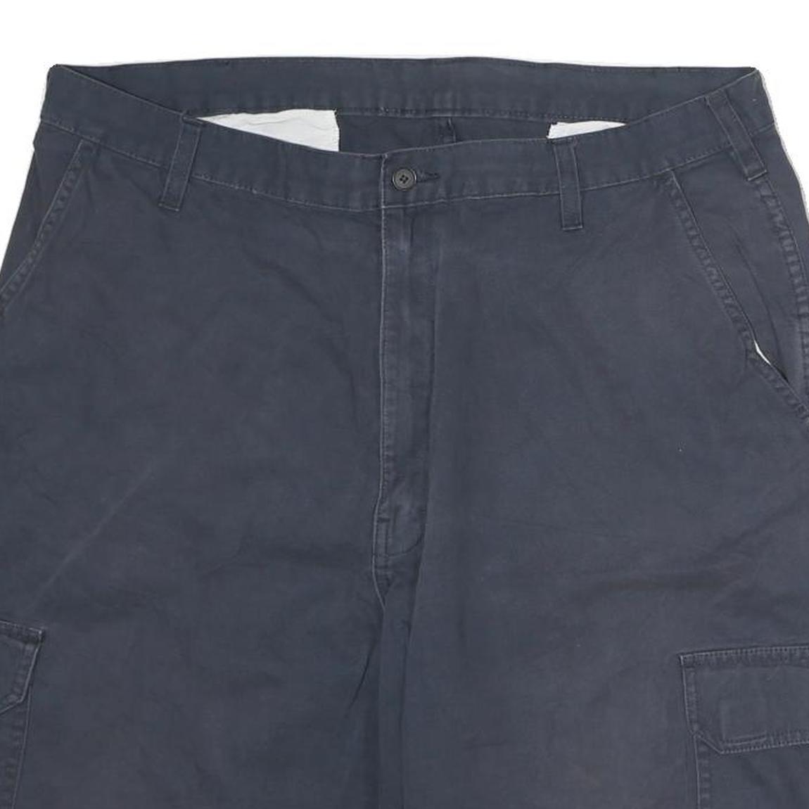 Navy Mens Cargo Cotton Shorts L W36 Pocket Button Casual Workwear