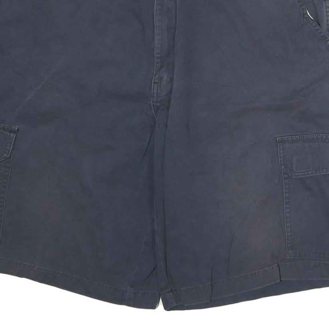 Navy Mens Cargo Cotton Shorts L W36 Pocket Button Casual Workwear