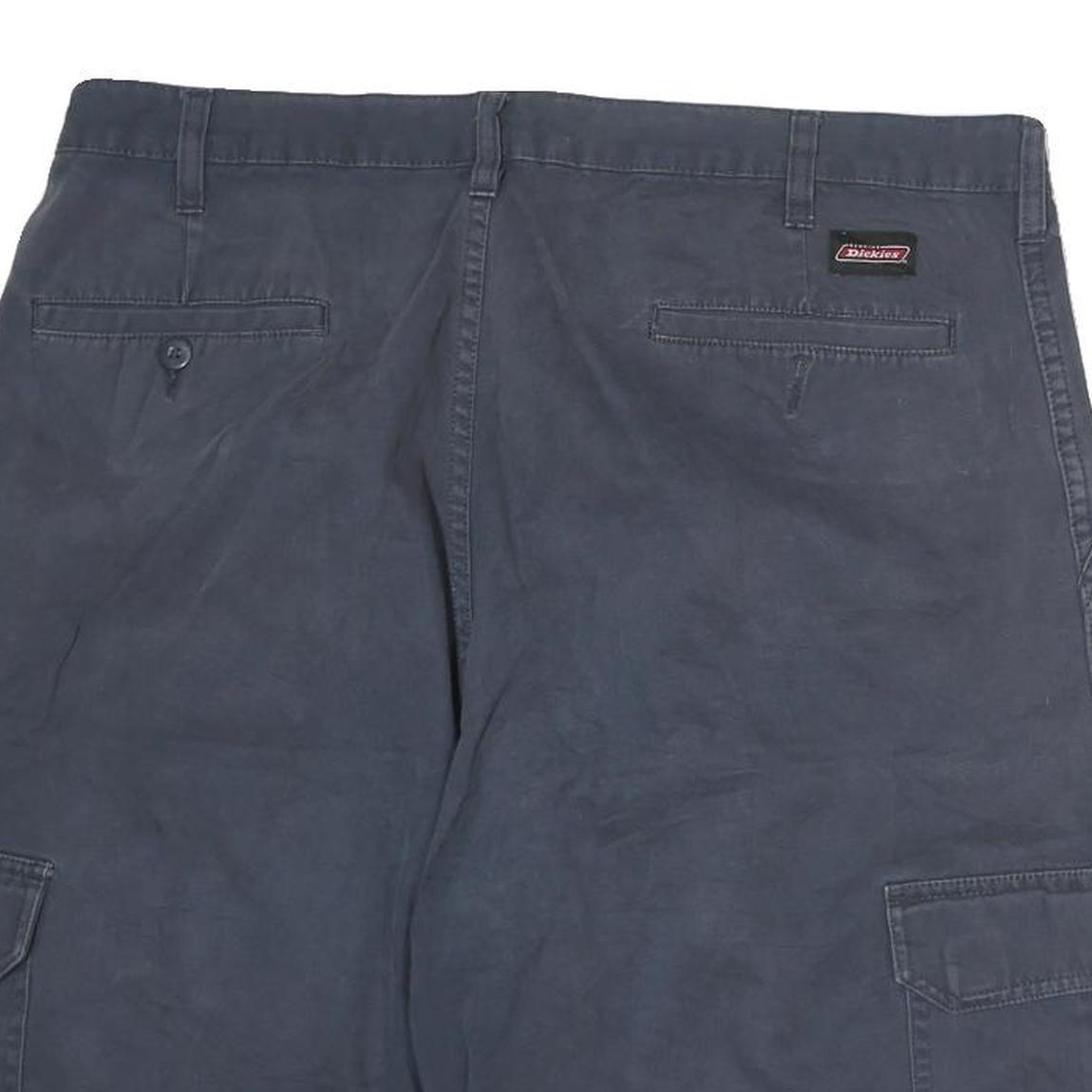 Navy Mens Cargo Cotton Shorts L W36 Pocket Button Casual Workwear