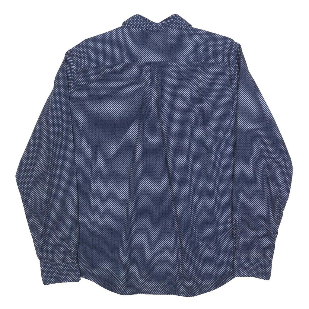 GAP Mens Blue & White Cotton Blend Shirt L Polka Dot Casual Long Sleeve Button