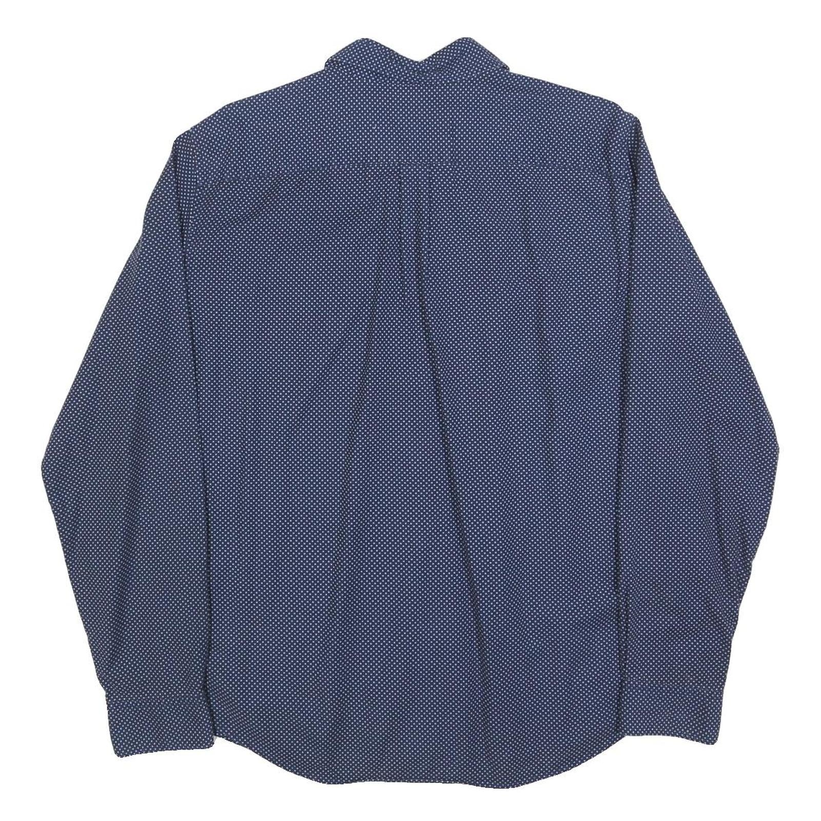 GAP Mens Blue & White Cotton Blend Shirt L Polka Dot Casual Long Sleeve Button