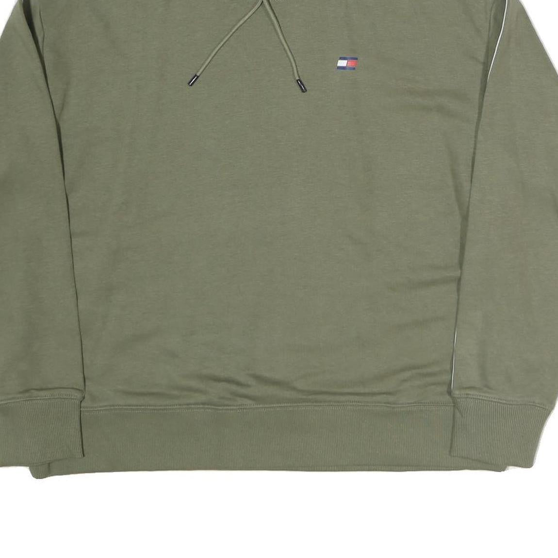 TOMMY HILFIGER Mens Green Crew Neck S Logo Tape Detail Sweatshirt
