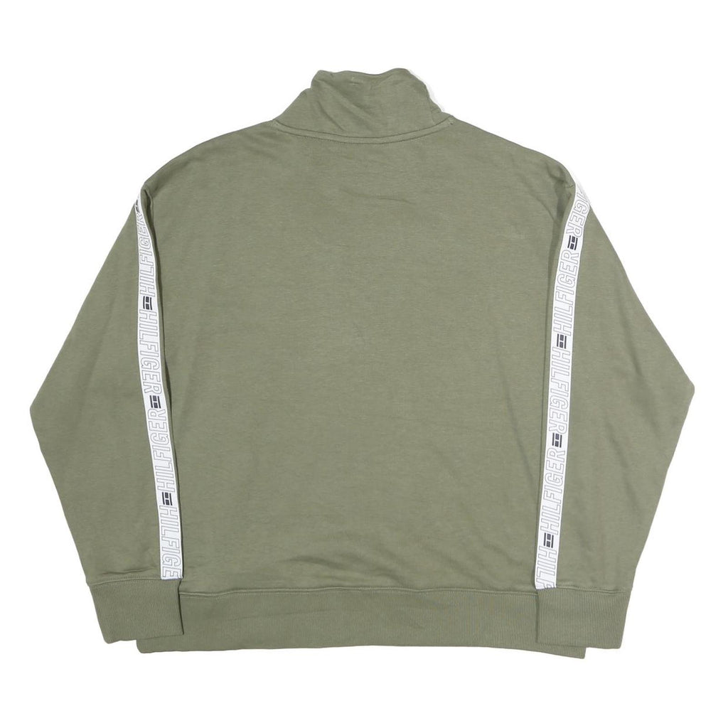 TOMMY HILFIGER Mens Green Crew Neck S Logo Tape Detail Sweatshirt