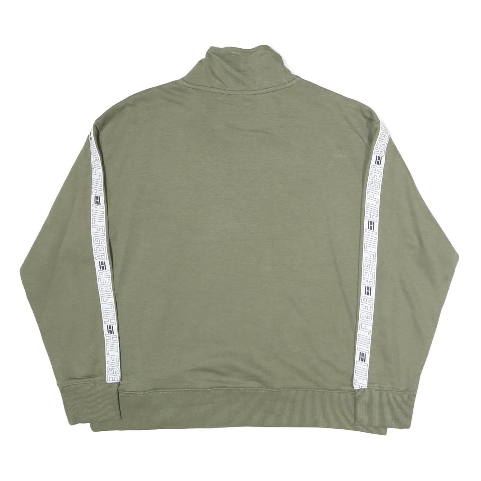 TOMMY HILFIGER Mens Green Crew Neck S Logo Tape Detail Sweatshirt
