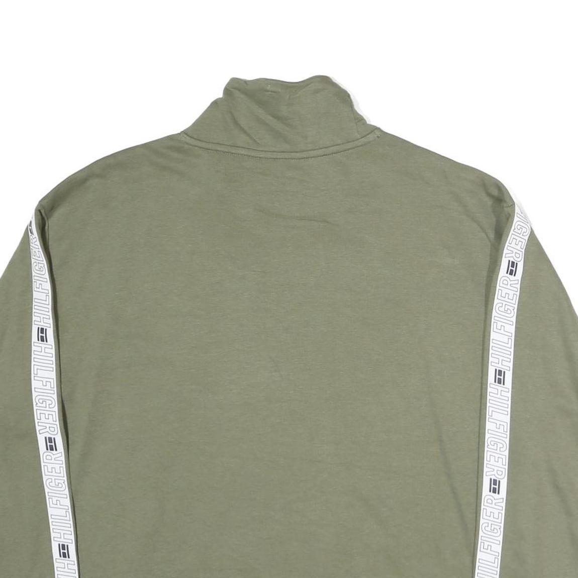 TOMMY HILFIGER Mens Green Crew Neck S Logo Tape Detail Sweatshirt