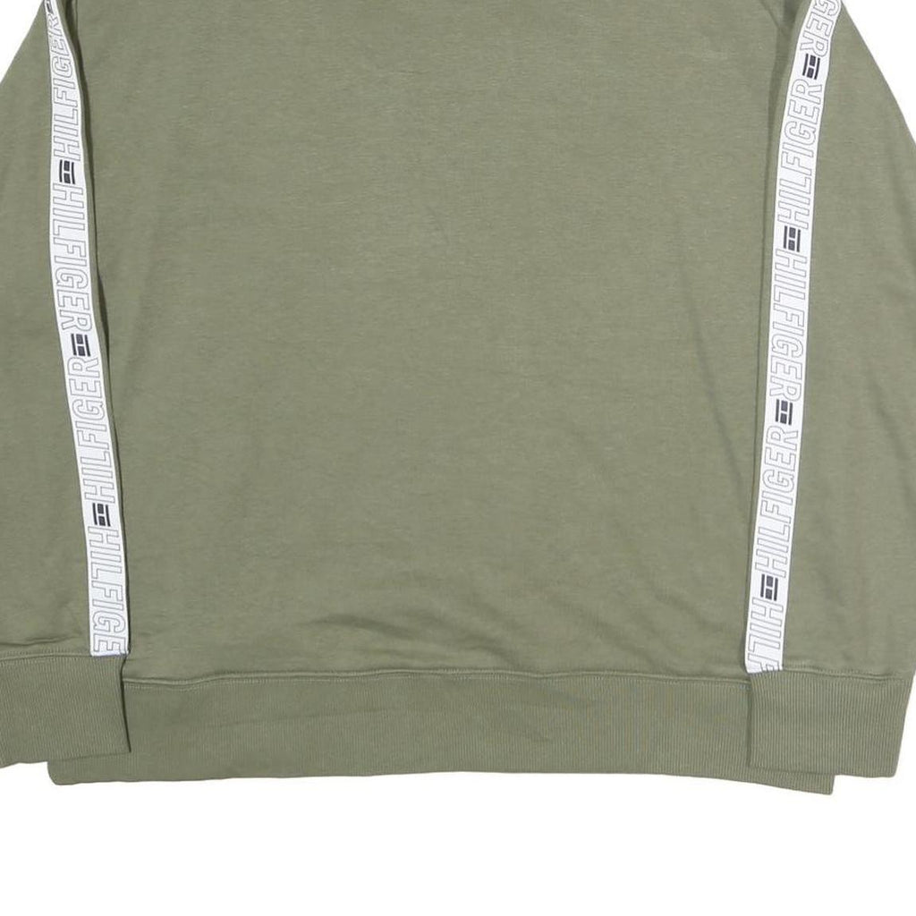 TOMMY HILFIGER Mens Green Crew Neck S Logo Tape Detail Sweatshirt