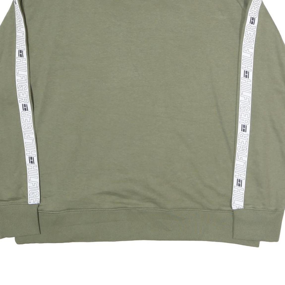 TOMMY HILFIGER Mens Green Crew Neck S Logo Tape Detail Sweatshirt