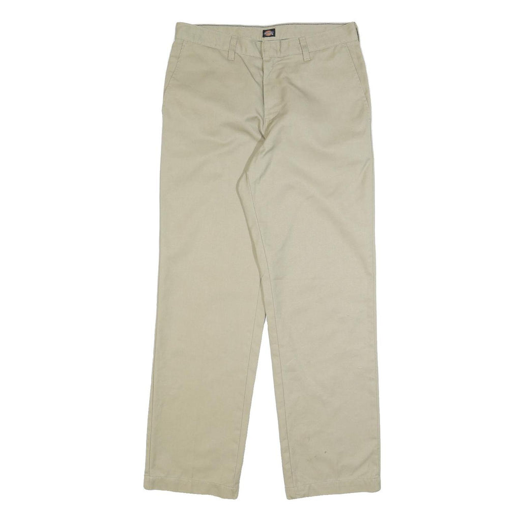 DICKIES Mens Cotton Blend Beige Regular Straight Trousers W31 L32 Classic