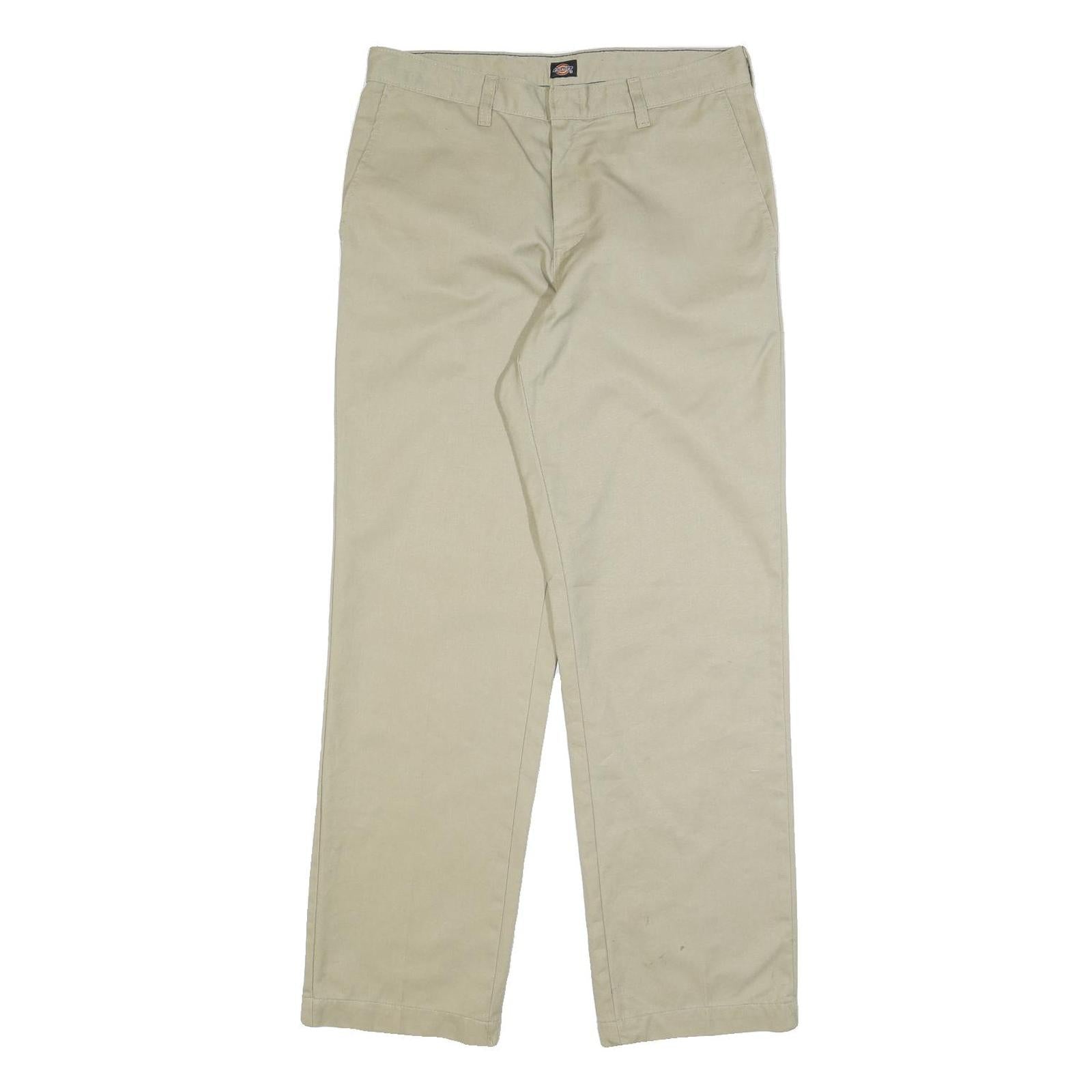 DICKIES Mens Cotton Blend Beige Regular Straight Trousers W31 L32 Classic