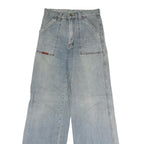 JIN FU LA Womens Regular Light Blue Denim Jeans W26 L30 Zip Wide Leg Cotton