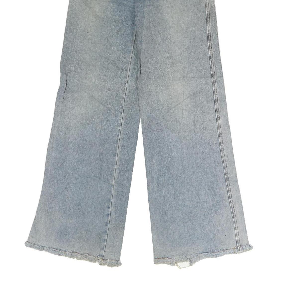 JIN FU LA Womens Regular Light Blue Denim Jeans W26 L30 Zip Wide Leg Cotton