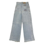 JIN FU LA Womens Regular Light Blue Denim Jeans W26 L30 Zip Wide Leg Cotton