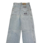 JIN FU LA Womens Regular Light Blue Denim Jeans W26 L30 Zip Wide Leg Cotton