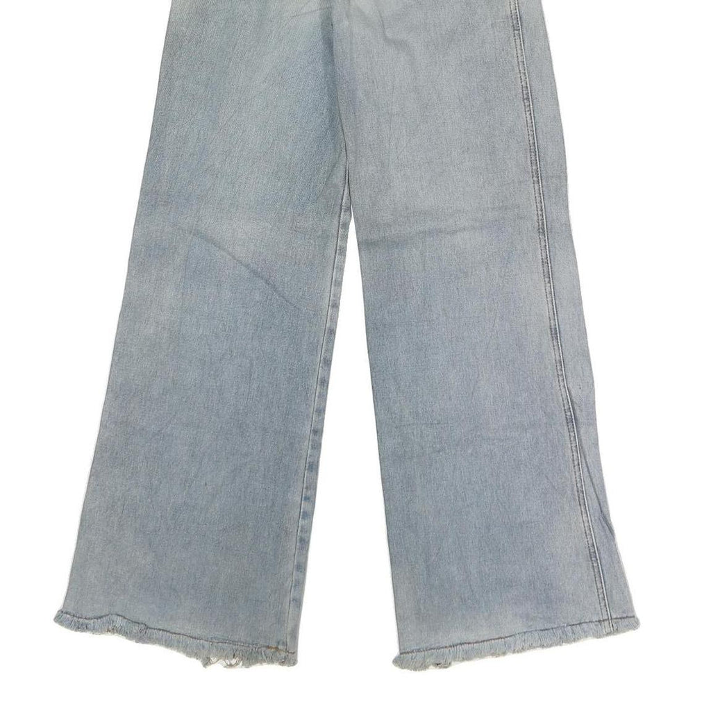 JIN FU LA Womens Regular Light Blue Denim Jeans W26 L30 Zip Wide Leg Cotton