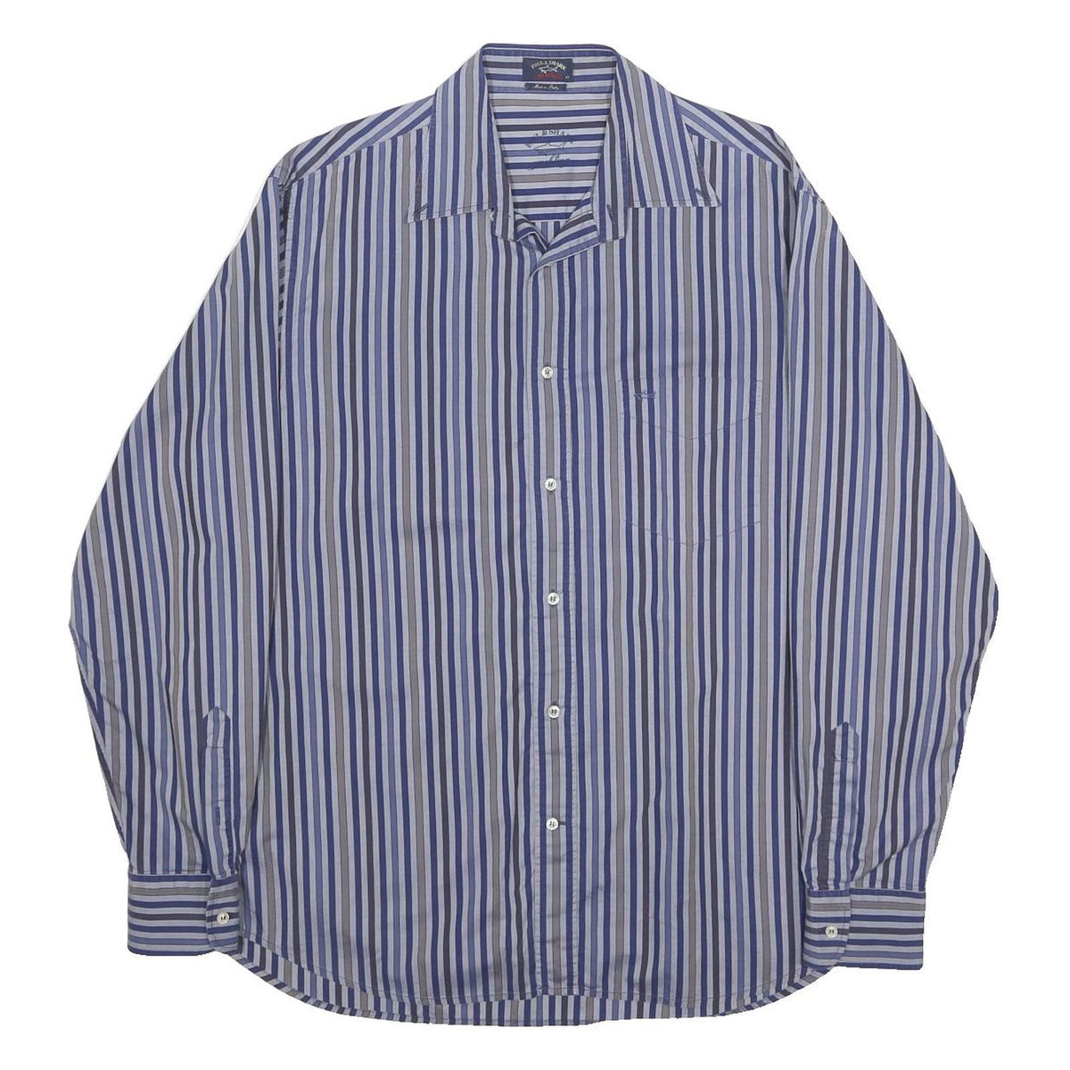 PAUL & SHARK Mens Blue & White Striped Cotton Shirt L Long Sleeve Button Casual