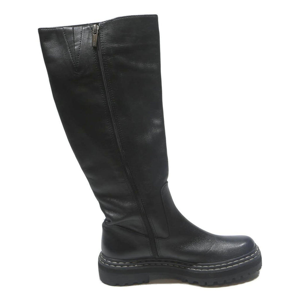VINCE CAMUTO Womens Leather Black Knee High Boots UK 6.5 Chunky Sole Casual
