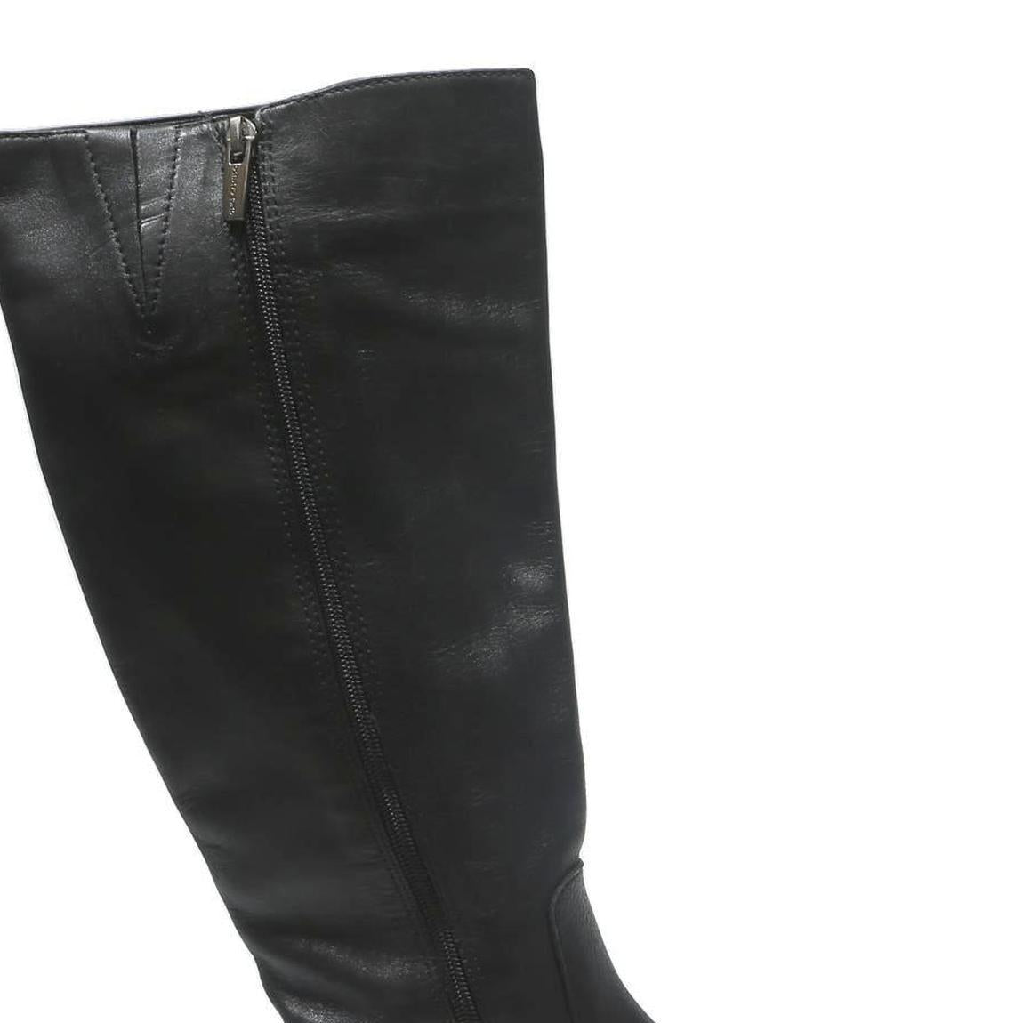 VINCE CAMUTO Womens Leather Black Knee High Boots UK 6.5 Chunky Sole Casual