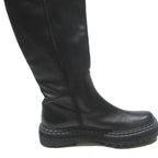 VINCE CAMUTO Womens Leather Black Knee High Boots UK 6.5 Chunky Sole Casual