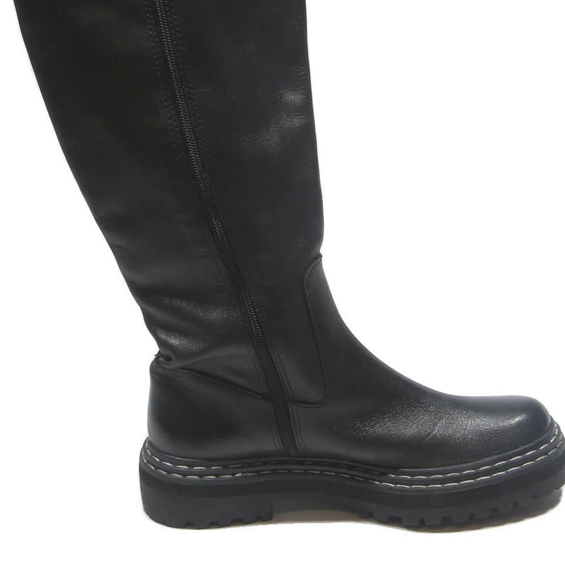 VINCE CAMUTO Womens Leather Black Knee High Boots UK 6.5 Chunky Sole Casual