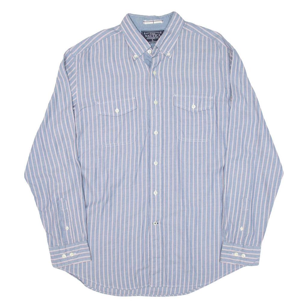 NAUTICA Mens Shirt Blue Striped Long Sleeve L