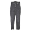 LEVI'S Womens Black Regular Skinny Denim Raw W26 L26 Button Fly Jeans