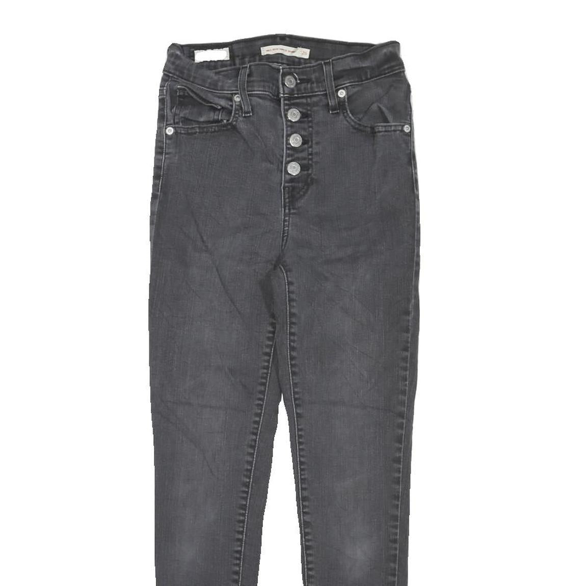 LEVI'S Womens Black Regular Skinny Denim Raw W26 L26 Button Fly Jeans