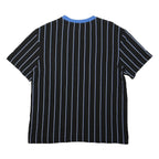 KARL KANI Mens Black & Blue Striped Graphic T-Shirt L Short Sleeve Crew Neck