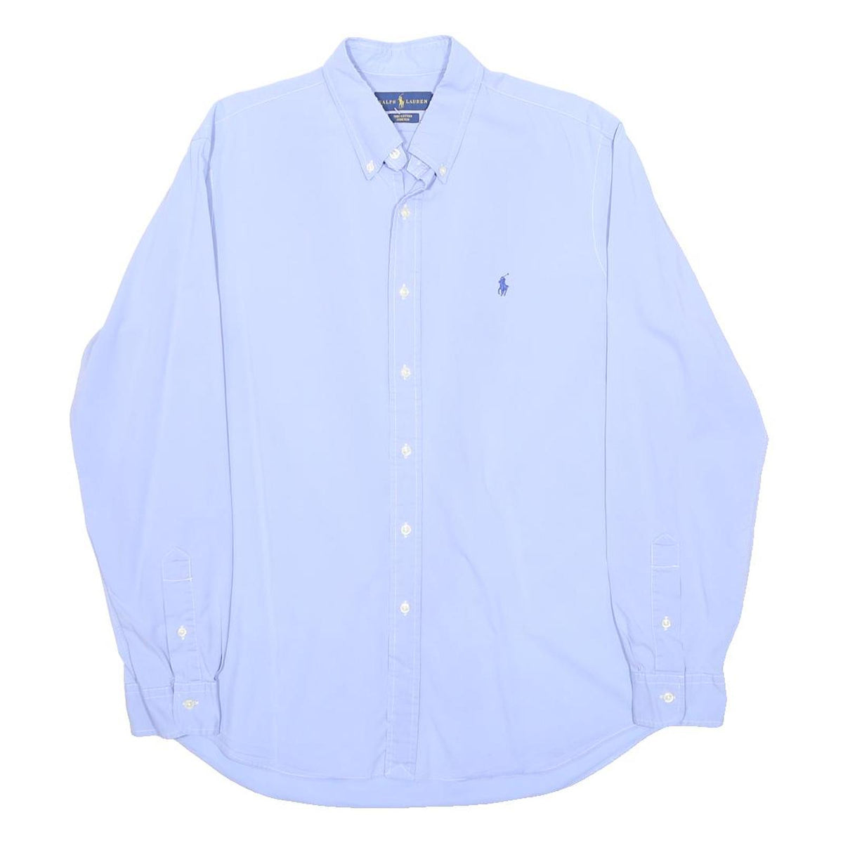 RALPH LAUREN Mens Blue Cotton Button Down Long Sleeve Shirt L Classic Fit