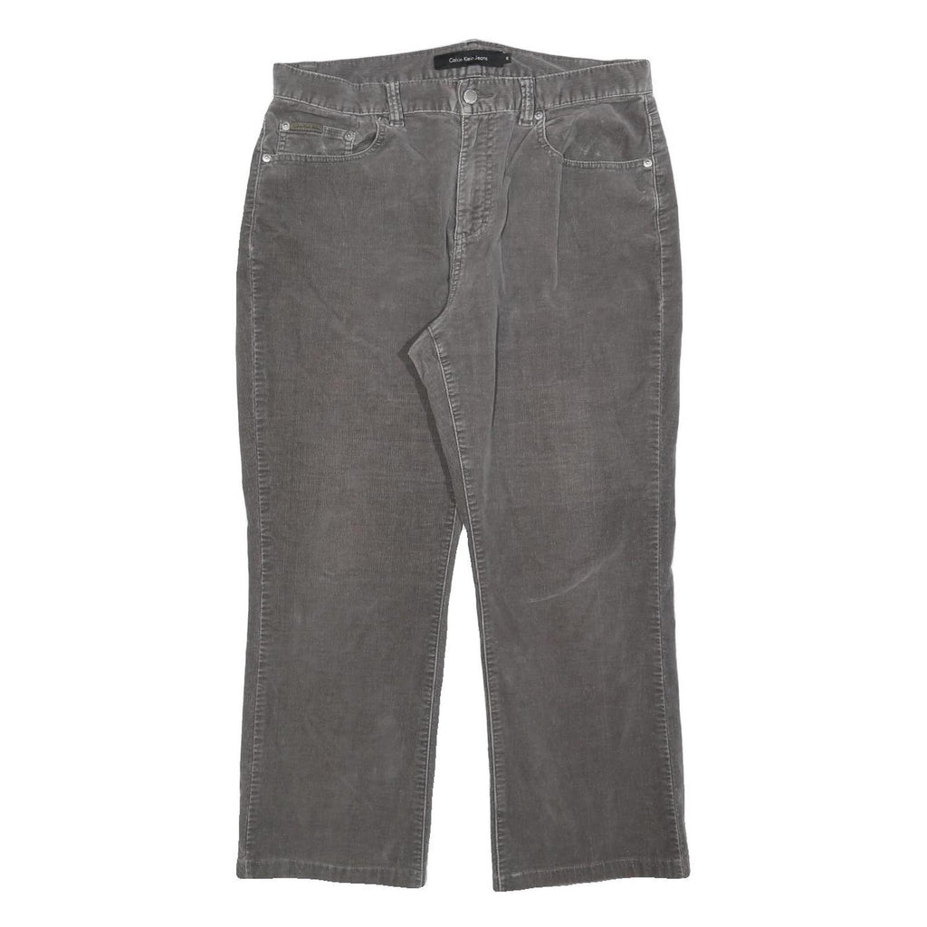 CALVIN KLEIN JEANS Womens Cotton Blend Grey Regular Straight Trousers W34 L26