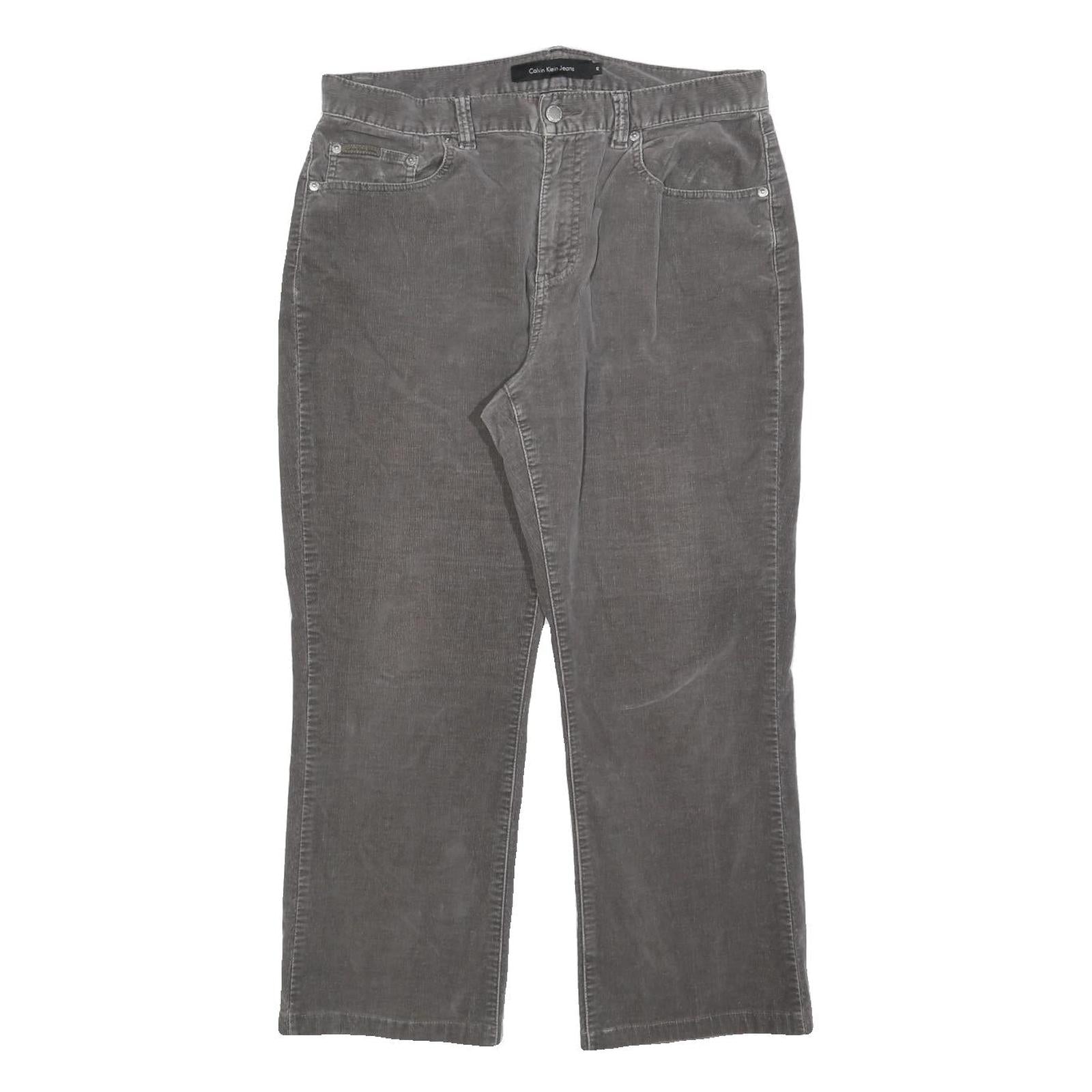 CALVIN KLEIN JEANS Womens Cotton Blend Grey Regular Straight Trousers W34 L26