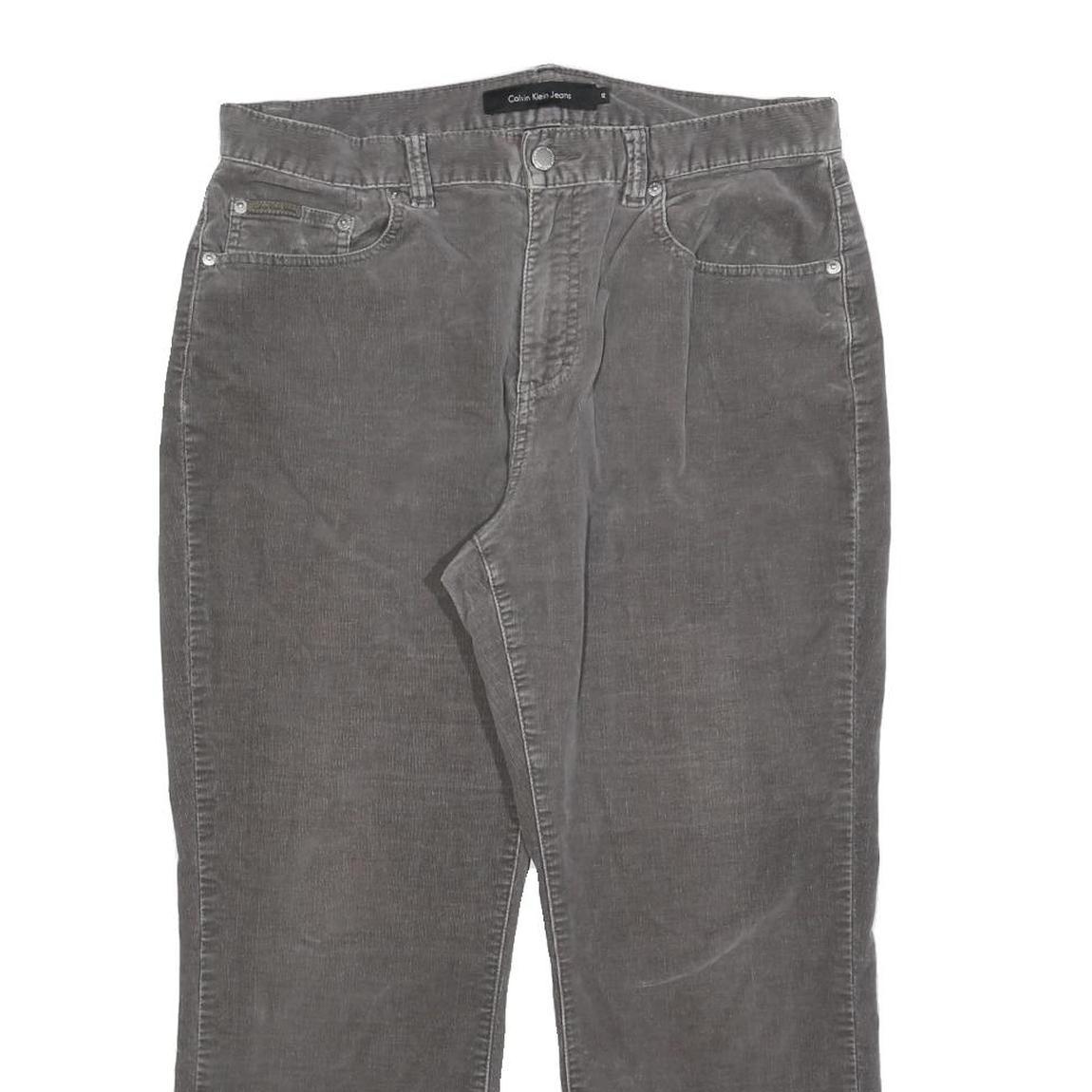 CALVIN KLEIN JEANS Womens Cotton Blend Grey Regular Straight Trousers W34 L26