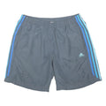 ADIDAS Mens Grey Casual Shorts L W32 Blue Striped Polyester Blend Sports Logo