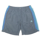 ADIDAS Mens Grey Casual Shorts L W32 Blue Striped Polyester Blend Sports Logo