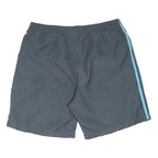 ADIDAS Mens Grey Casual Shorts L W32 Blue Striped Polyester Blend Sports Logo