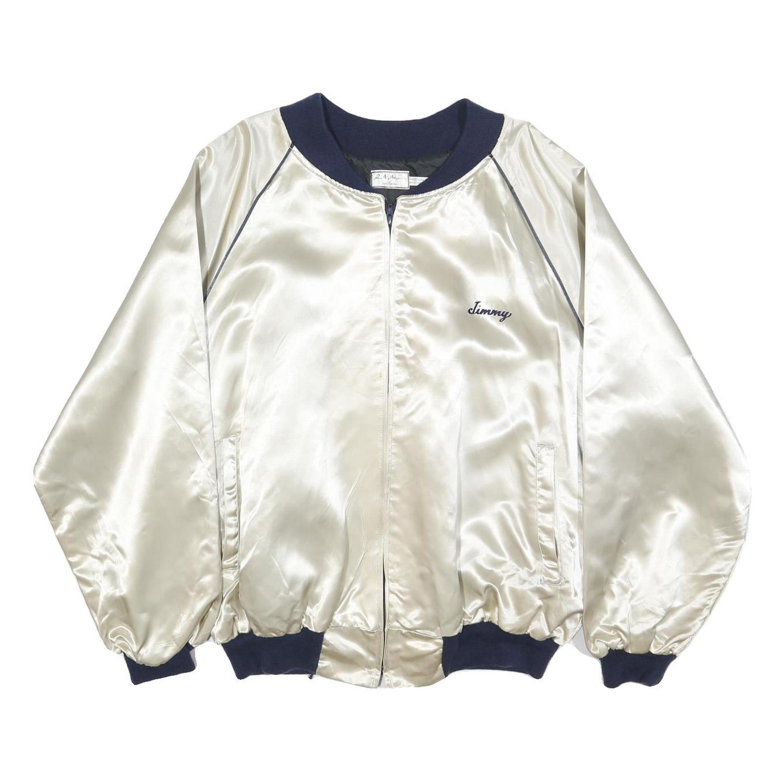 L.A AIR LINE Mens White & Navy Bud Light Sports Satin Zip Jacket XL